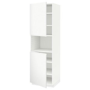 METOD High cab f micro w 2 doors/shelves, white/Voxtorp matt white, 60x60x200 cm