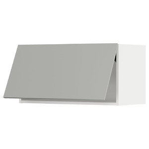 METOD Wall cabinet horizontal w push-open, white/Havstorp light grey, 80x40 cm