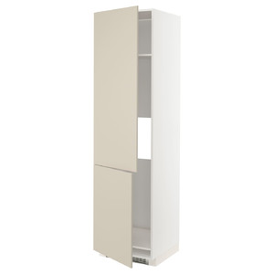 METOD High cab f fridge/freezer w 2 doors, white/Havstorp beige, 60x60x220 cm