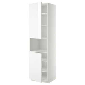 METOD High cab f micro w 2 doors/shelves, white/Ringhult white, 60x60x220 cm