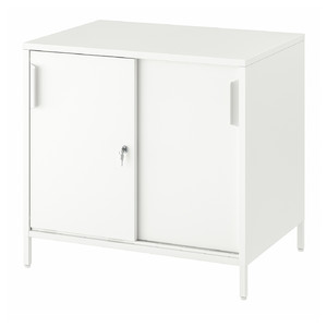 TROTTEN Cabinet with sliding doors, white, 80x75 cm