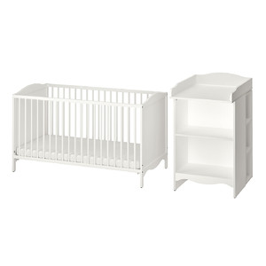 SMÅGÖRA 2-piece baby furniture set, white, 70x140 cm