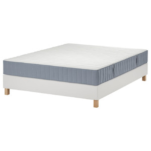 LYNGÖR Divan bed, Valevåg medium firm/light blue white, 140x200 cm