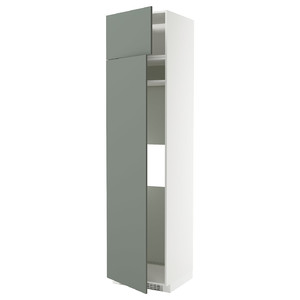 METOD Hi cab f fridge or freezer w 2 drs, white/Nickebo matt grey-green, 60x60x240 cm