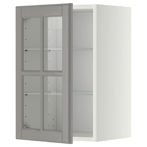METOD Wall cabinet w shelves/glass door, white/Bodbyn grey, 40x60 cm