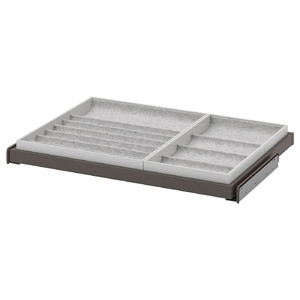 KOMPLEMENT Pull-out tray with insert, dark grey/light grey, 75x58 cm