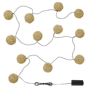 SOLVINDEN LED lighting chain with 12 lights, battery-operated/beige