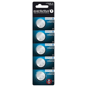 EverActive Lithium Batteries 3V CR2016, 5 pack