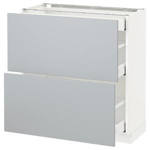 METOD / MAXIMERA Base cab with 2 fronts/3 drawers, white/Veddinge grey, 80x37 cm