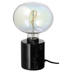 MARKFROST / MOLNART Table lamp with light bulb, marble black/ellipse shaped multicolour