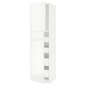 METOD / MAXIMERA Hi cab w 2 doors/4 drawers, white/Ringhult white, 60x60x220 cm