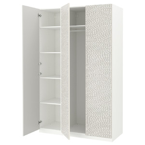 PAX / MISTUDDEN Wardrobe combination, white/grey patterned, 150x60x236 cm