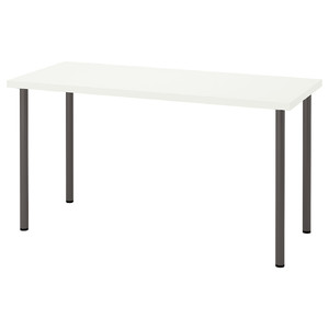 LAGKAPTEN / ADILS Desk, white, dark grey, 140x60 cm