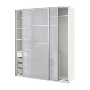 PAX / SVARTISDAL Wardrobe with sliding doors, white/white paper effect, 200x66x236 cm