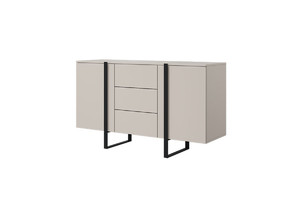 Cabinet with 2 Doors & 3 Drawers Verica 150 cm, cashmere/black legs