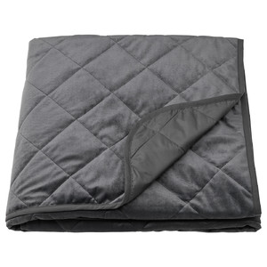 MJUKPLISTER Bedspread, dark grey, 180x250 cm
