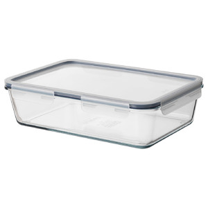 IKEA 365+ Food container with lid, rectangular, glass, plastic, 3.1 l