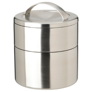 FÖRSKAFFA Insulated tiffin box, 2 tiers, stainless steel