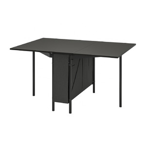 KALLHÄLL Gateleg table with storage, black/dark grey, 89x98 cm
