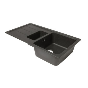 Cooke&Lewis Granite Kitchen Sink Arber 1.5 Bowl with Drainer, black