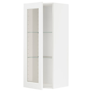 METOD Wall cabinet w shelves/glass door, white Enköping/white wood effect, 40x100 cm