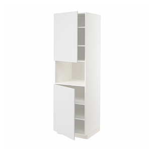 METOD High cab f micro w 2 doors/shelves, white/Stensund white, 60x60x200 cm