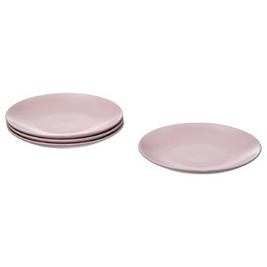 FÄRGKLAR Side plate, matt light pink, 20 cm, 4 pack