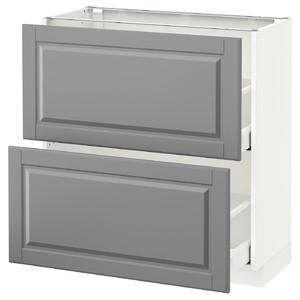 METOD / MAXIMERA Base cabinet with 2 drawers, white, Bodbyn grey, 80x37 cm