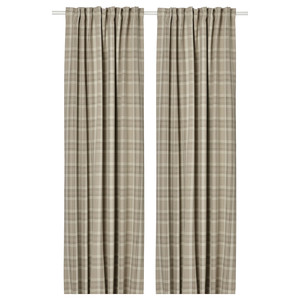 HÄGGVECKMAL Room darkening curtains, 1 pair, beige, 145x300 cm