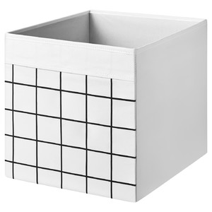 DRÖNA Box, white/check pattern, 33x38x33 cm