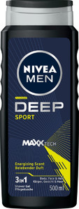 NIVEA MEN Shower Gel 3in1 For Face, Body & Hair Deep Sport Energizing Scent 500 ml