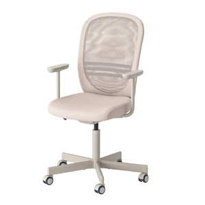 FLINTAN Office chair with armrests, beige