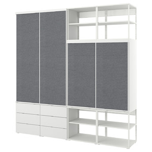 PLATSA Open wardrobe w 4 sliding drs+6 dr, white Larkollen/dark grey FONNES white, 280x42x241 cm