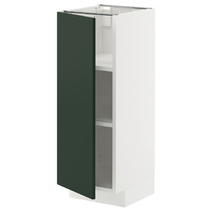 METOD Base cabinet with shelves, white/Havstorp deep green, 30x37 cm