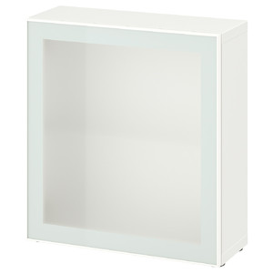 BESTÅ Shelf unit with glass door, white Glassvik/white/light green frosted glass, 60x22x64 cm