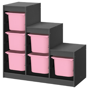 TROFAST Storage combination, grey/pink, 99x44x94 cm