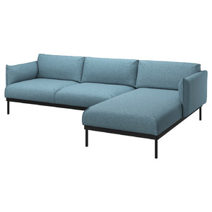 ÄPPLARYD 3-seat sofa with chaise longue, Gunnared light blue