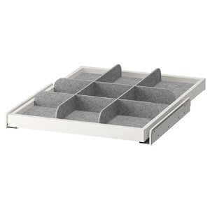 KOMPLEMENT Pull-out tray with divider, white, light grey, 50x58 cm