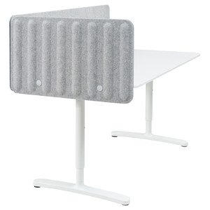 BEKANT Desk with screen, white/grey, 160x80 48 cm