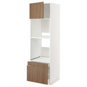 METOD / MAXIMERA Hi cab f ov/combi ov w dr/2 drwrs, white/Tistorp brown walnut effect, 60x60x200 cm