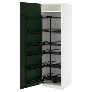 METOD High cabinet with pull-out larder, white/Havstorp deep green, 60x60x220 cm