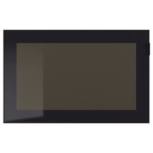 GLASSVIK Glass door, black, smoked glass, 60x38 cm