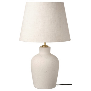 BLIDVÄDER Table lamp, off-white ceramic/beige, 50 cm