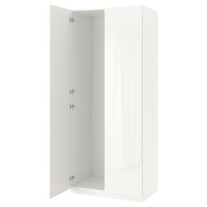 PAX Wardrobe with 2 doors, white/Fardal high-gloss/white, 100x37x236 cm