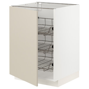 METOD Base cabinet with wire baskets, white/Havstorp beige, 60x60 cm