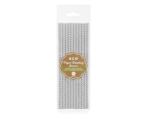 Paper Drinking Straws 12pcs, silver pattern