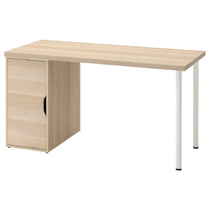 LAGKAPTEN / ALEX Desk, white stained/oak effect white, 140x60 cm