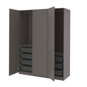 PAX / FORSAND Wardrobe, dark grey/dark grey, 150x60x201 cm