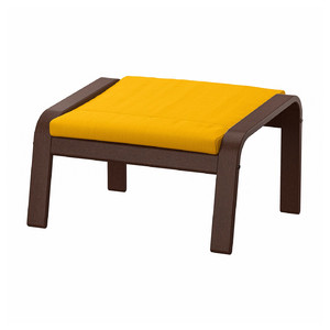 POÄNG Footstool, brown, Skiftebo yellow