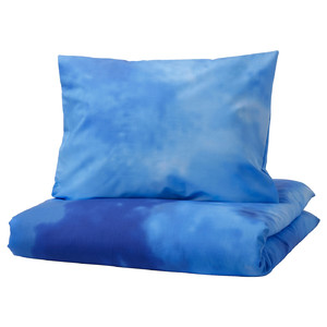 BLÅVINGAD Duvet cover and pillowcase, ocean pattern/blue, 150x200/50x60 cm